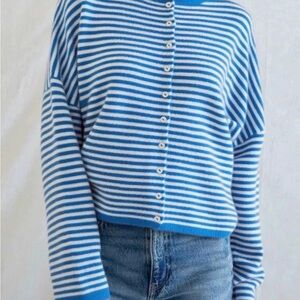Blue Striped Women's Cardigan